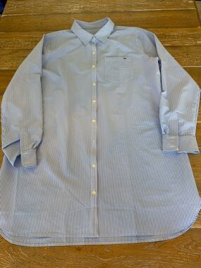 Vineyard Vines Blue and White Pinstripe Seersucker Swim Coverup